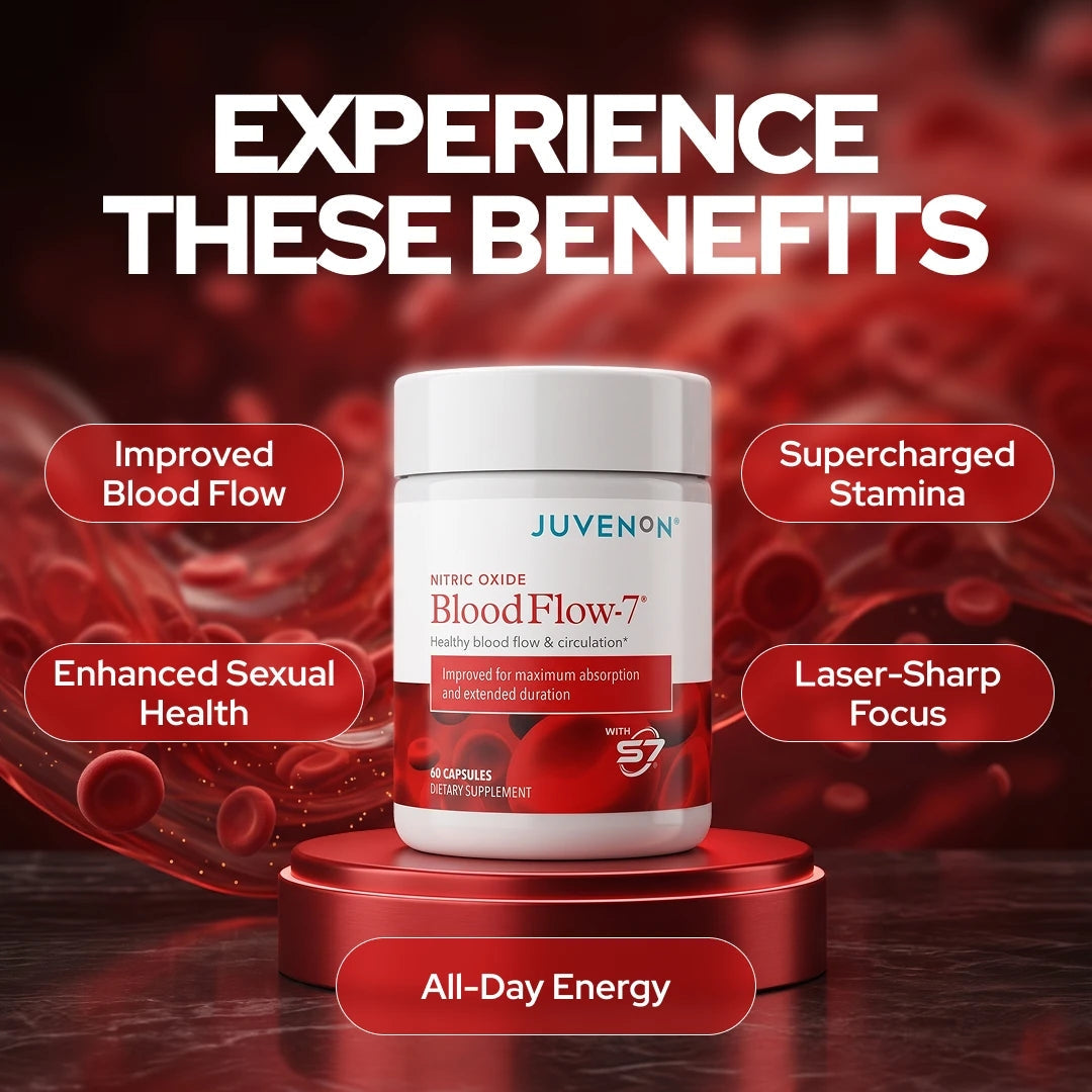 BloodFlow-7 Nitric Oxide Supplements for Men & Women - Natural Nitric Oxide Booster with Nitrosigine® + S7® - Blood Flow & Circulation Support (1-Pack)